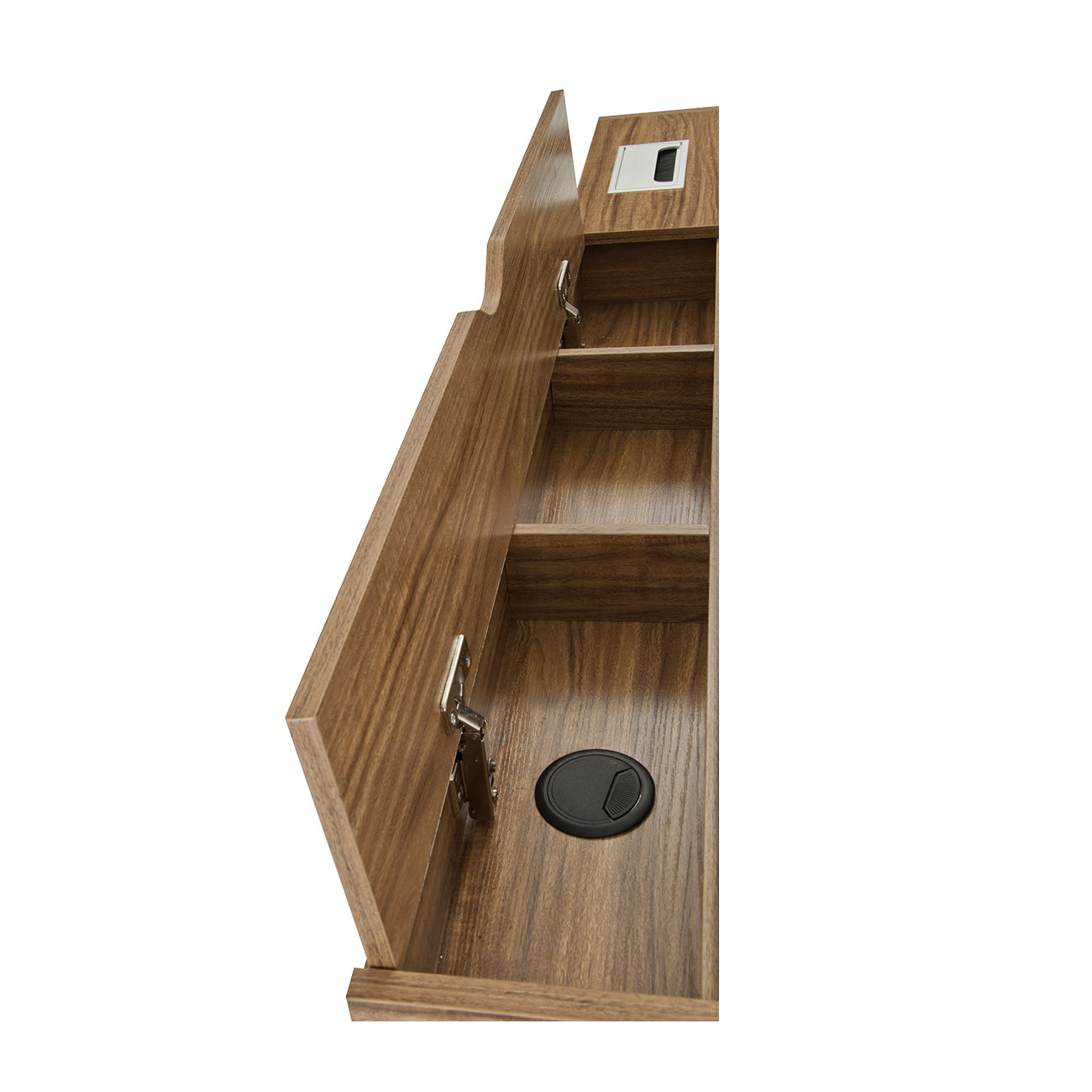 Compact Computer Desk with Multiple Storage, Walnut