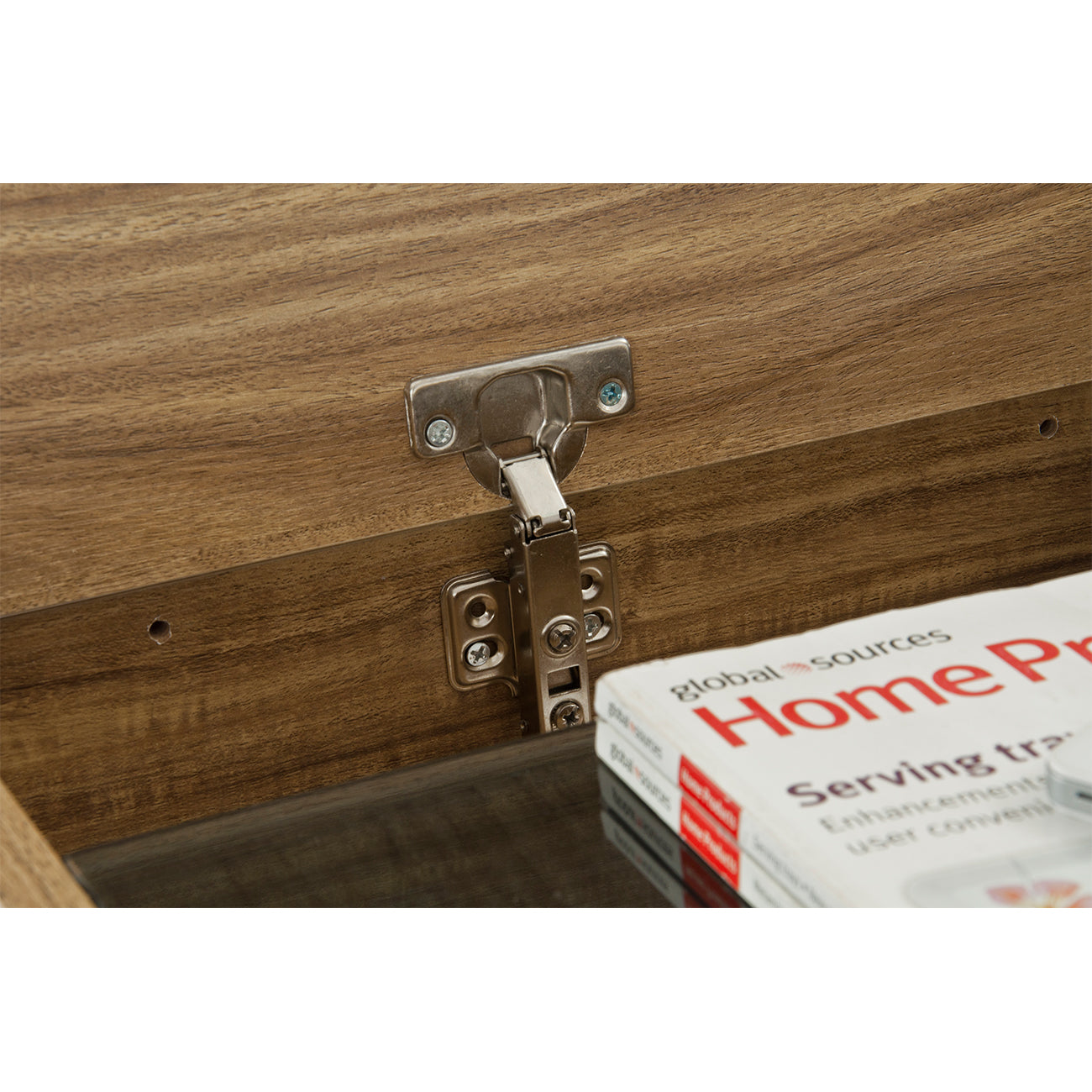 Compact Computer Desk with Multiple Storage, Walnut