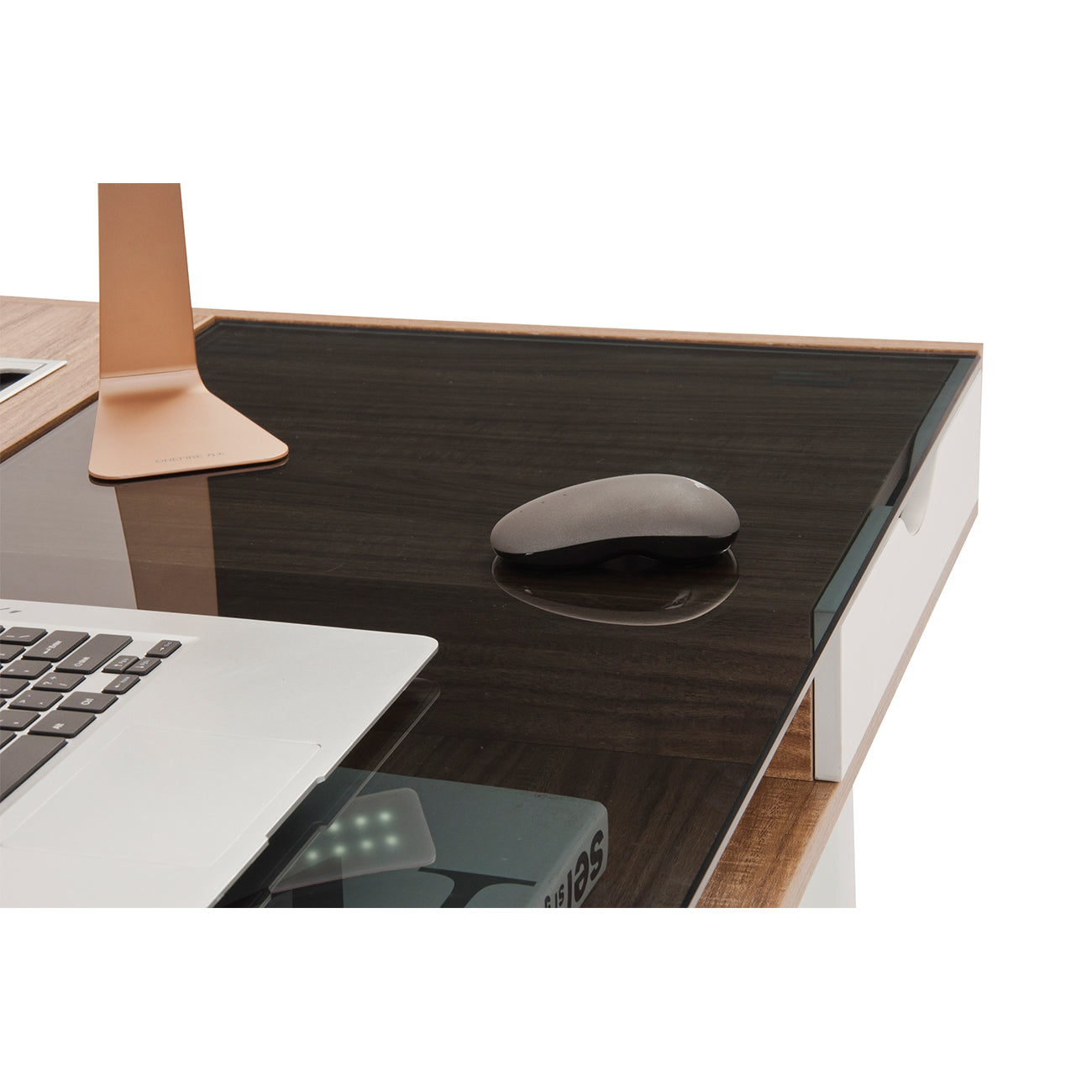Compact Computer Desk with Multiple Storage, Walnut
