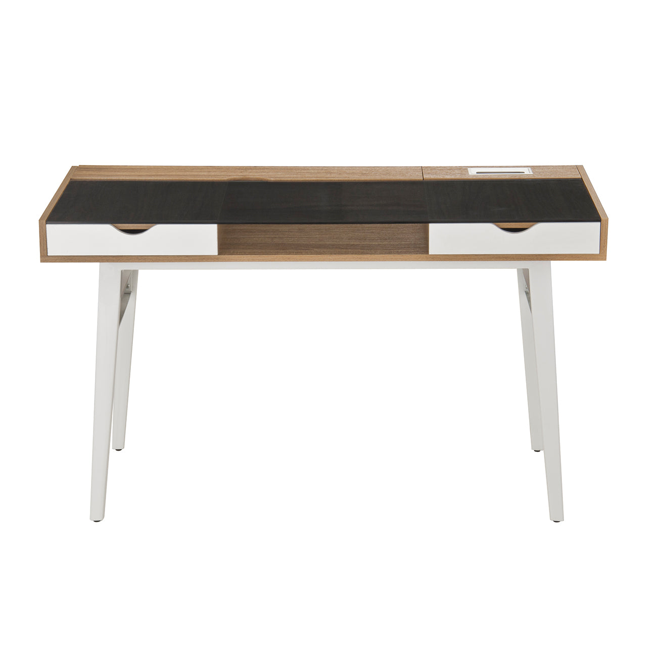 Compact Computer Desk with Multiple Storage, Walnut