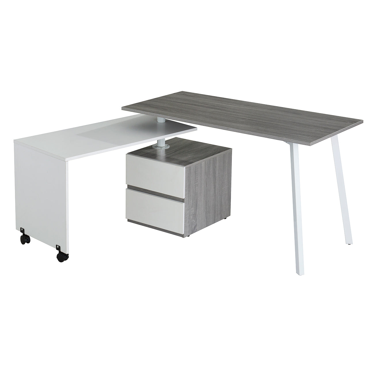 Rotating Multi-Positional Modern Desk, Gray