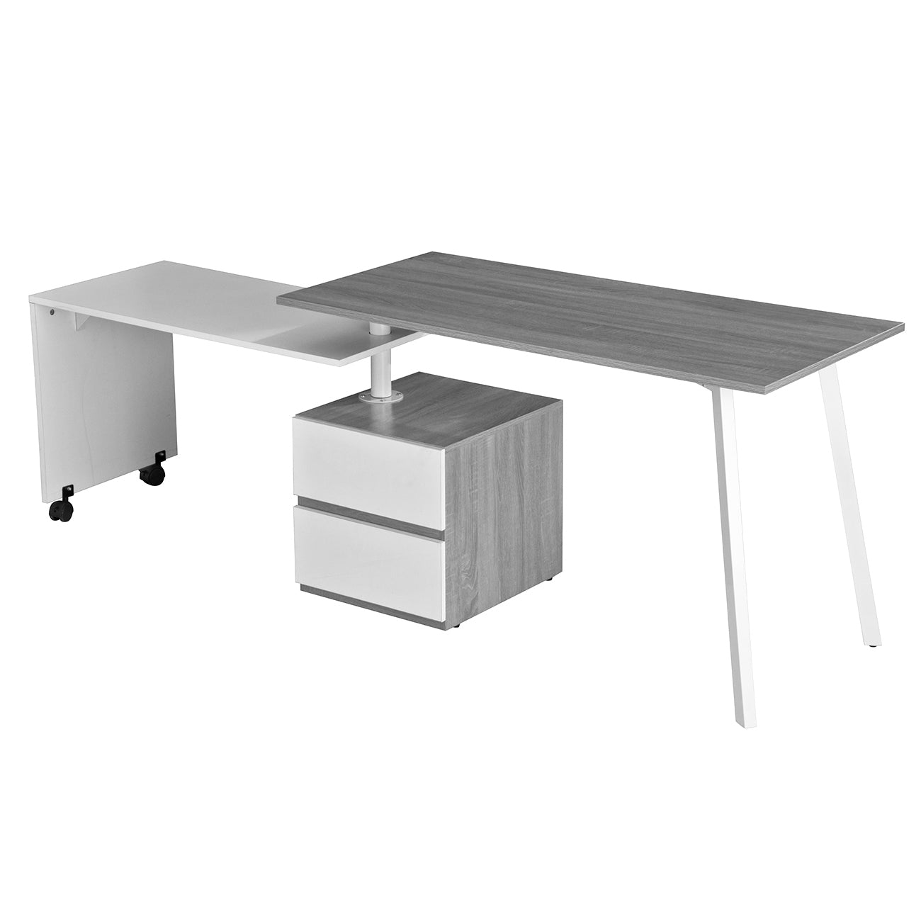 Rotating Multi-Positional Modern Desk, Gray