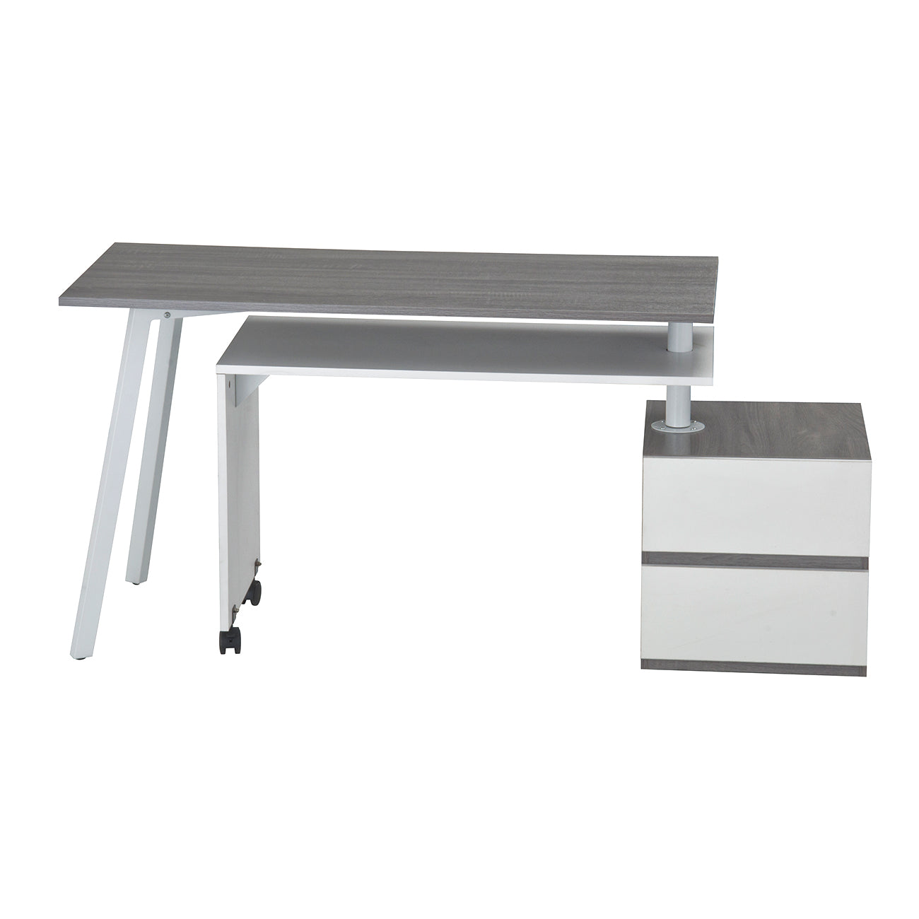 Rotating Multi-Positional Modern Desk, Gray