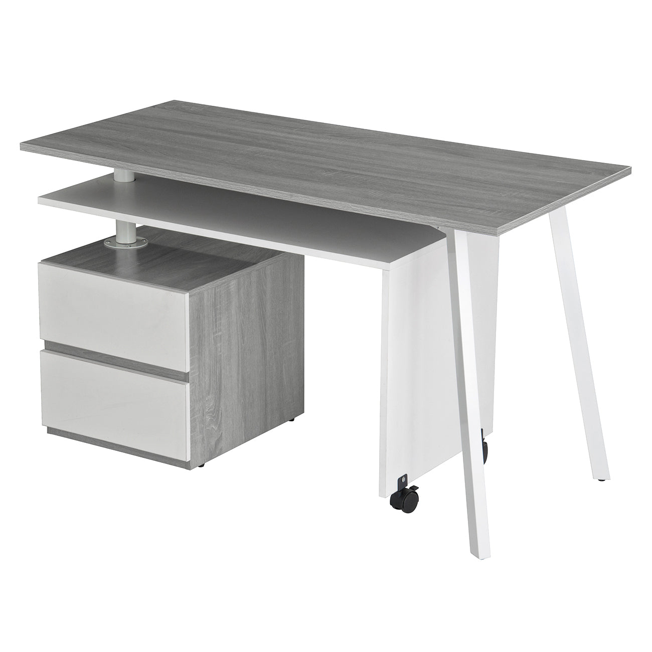 Rotating Multi-Positional Modern Desk, Gray