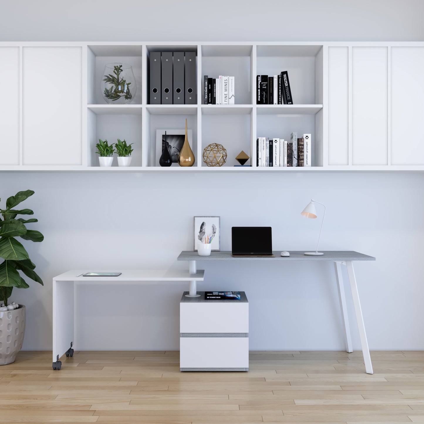 Rotating Multi-Positional Modern Desk, Gray