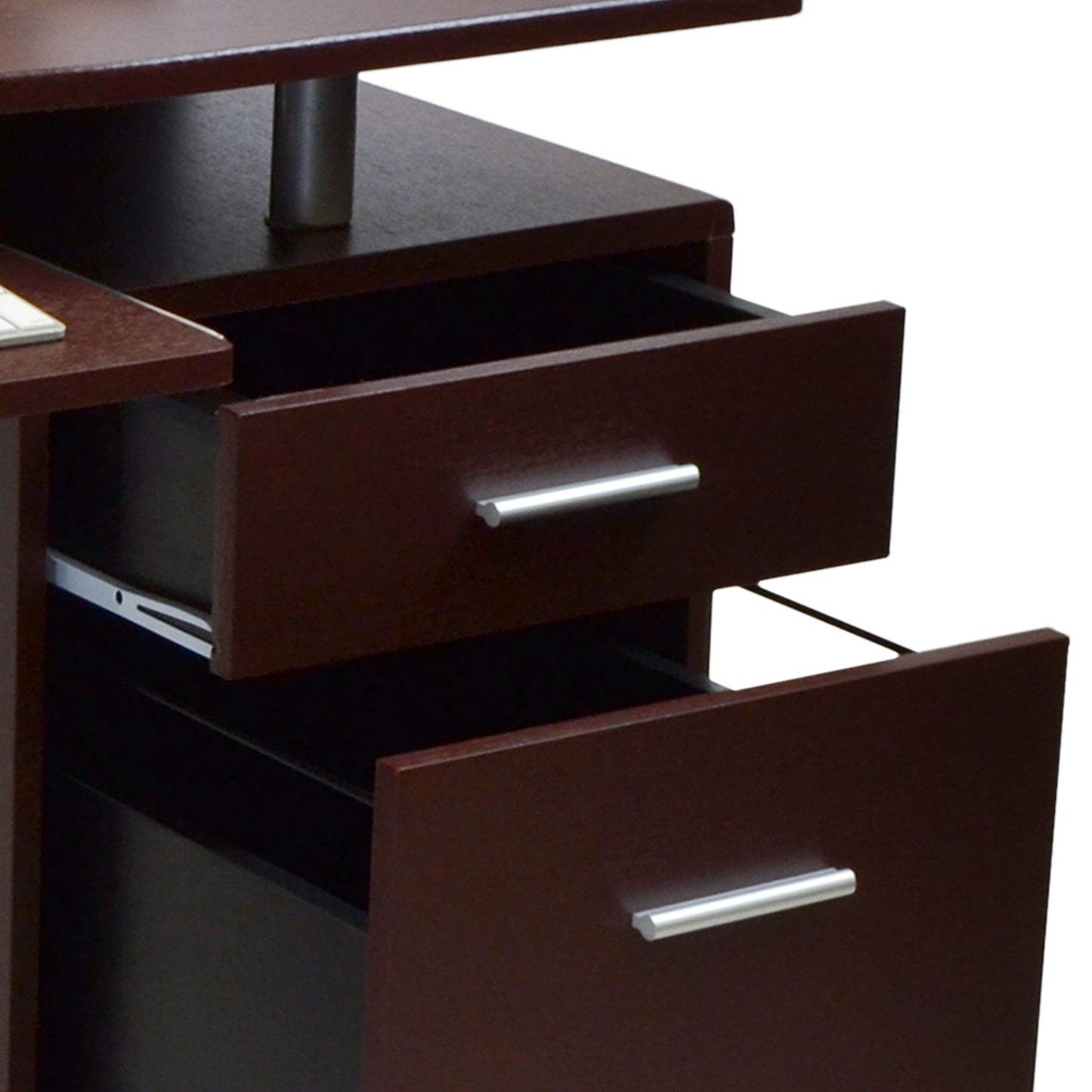 Stylish Computer Desk with Storage, Chocolate