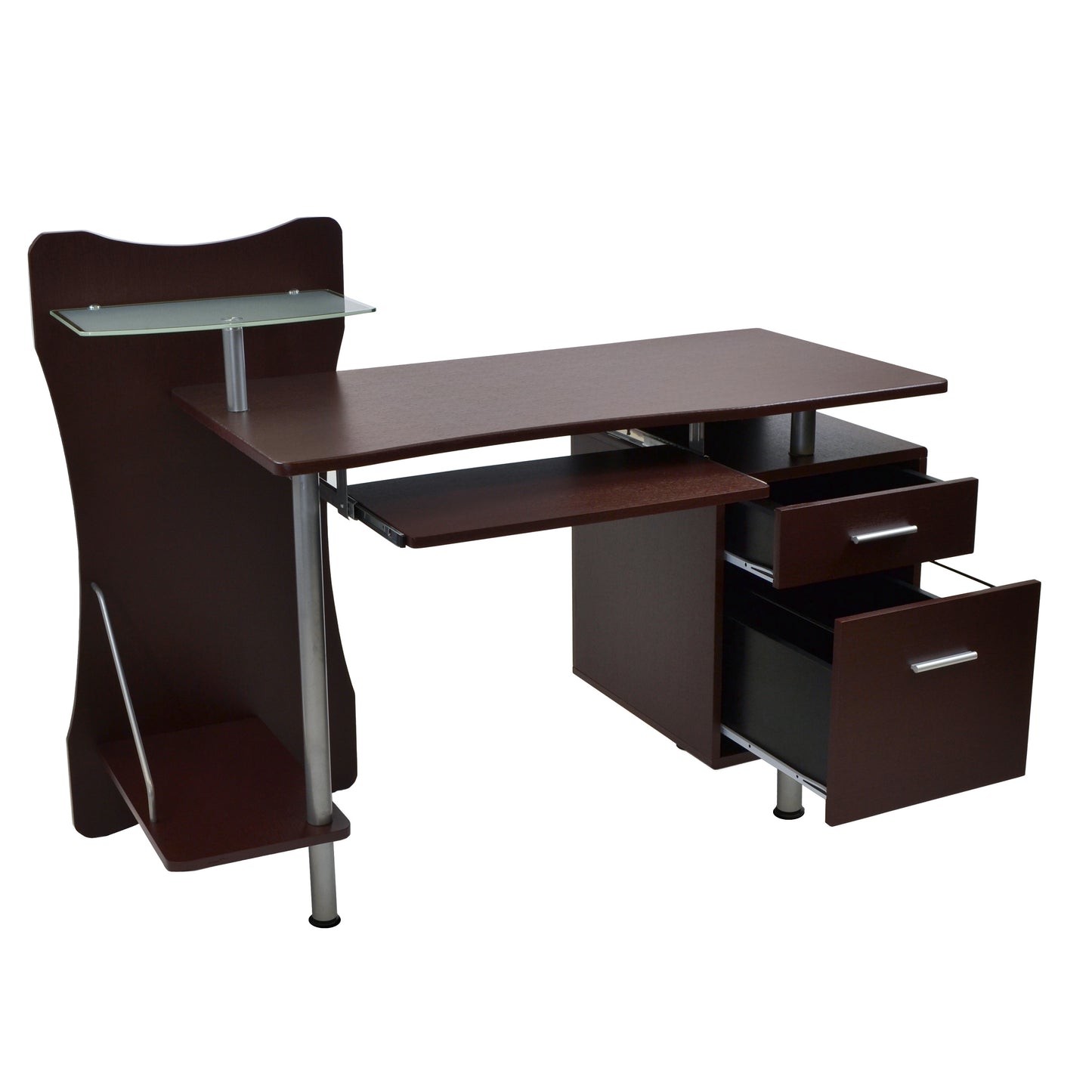 Stylish Computer Desk with Storage, Chocolate