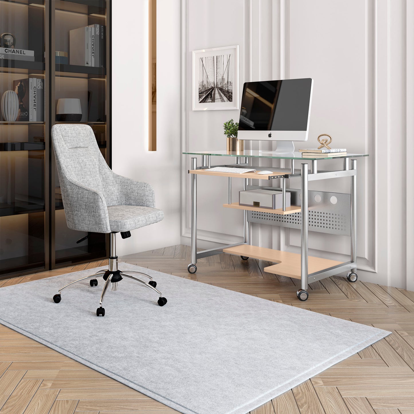 Rolling Glass Desk