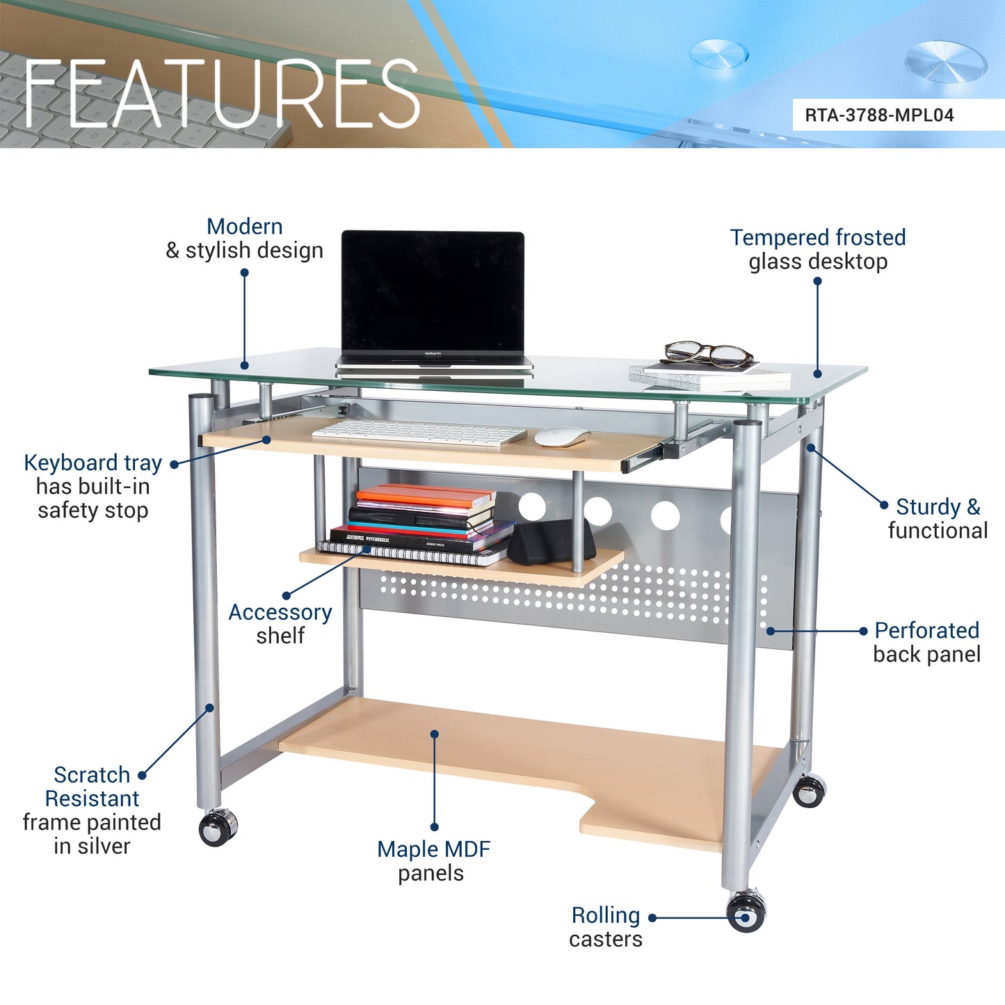 Rolling Glass Desk