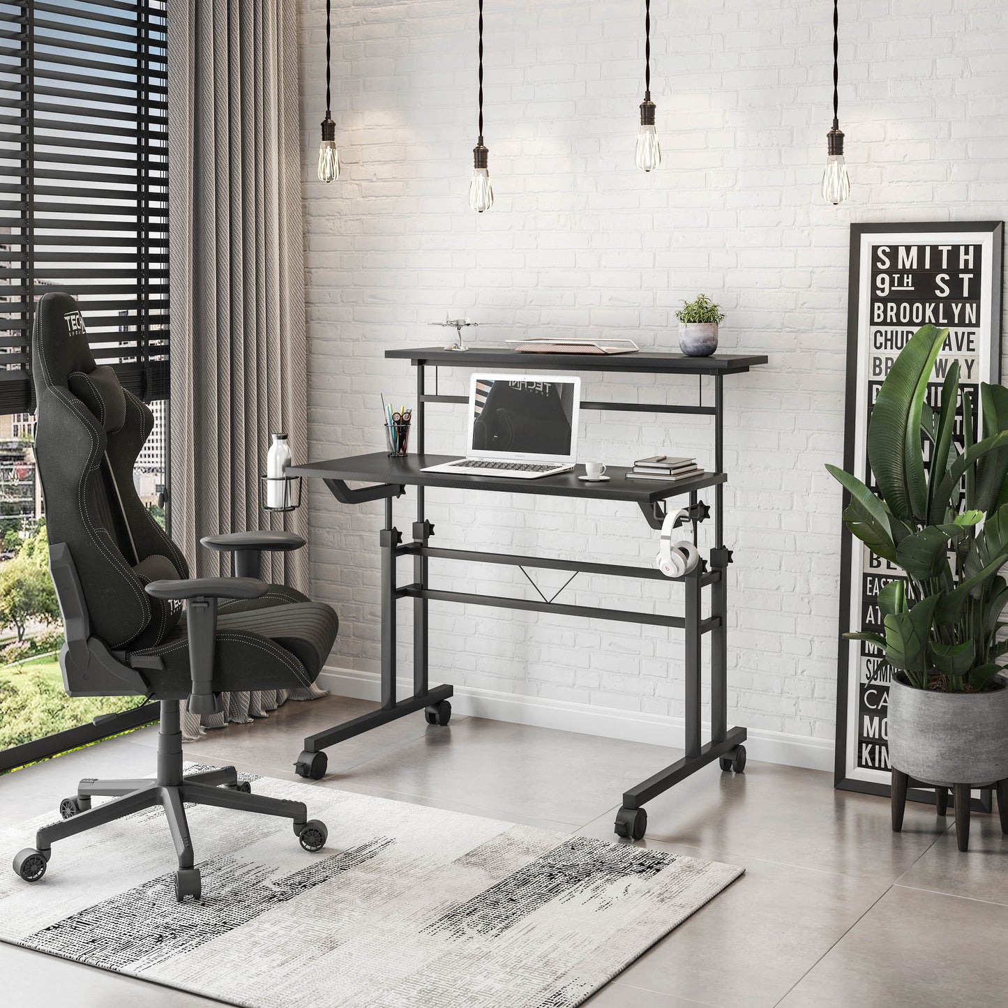 Rolling Writing Desk, Black