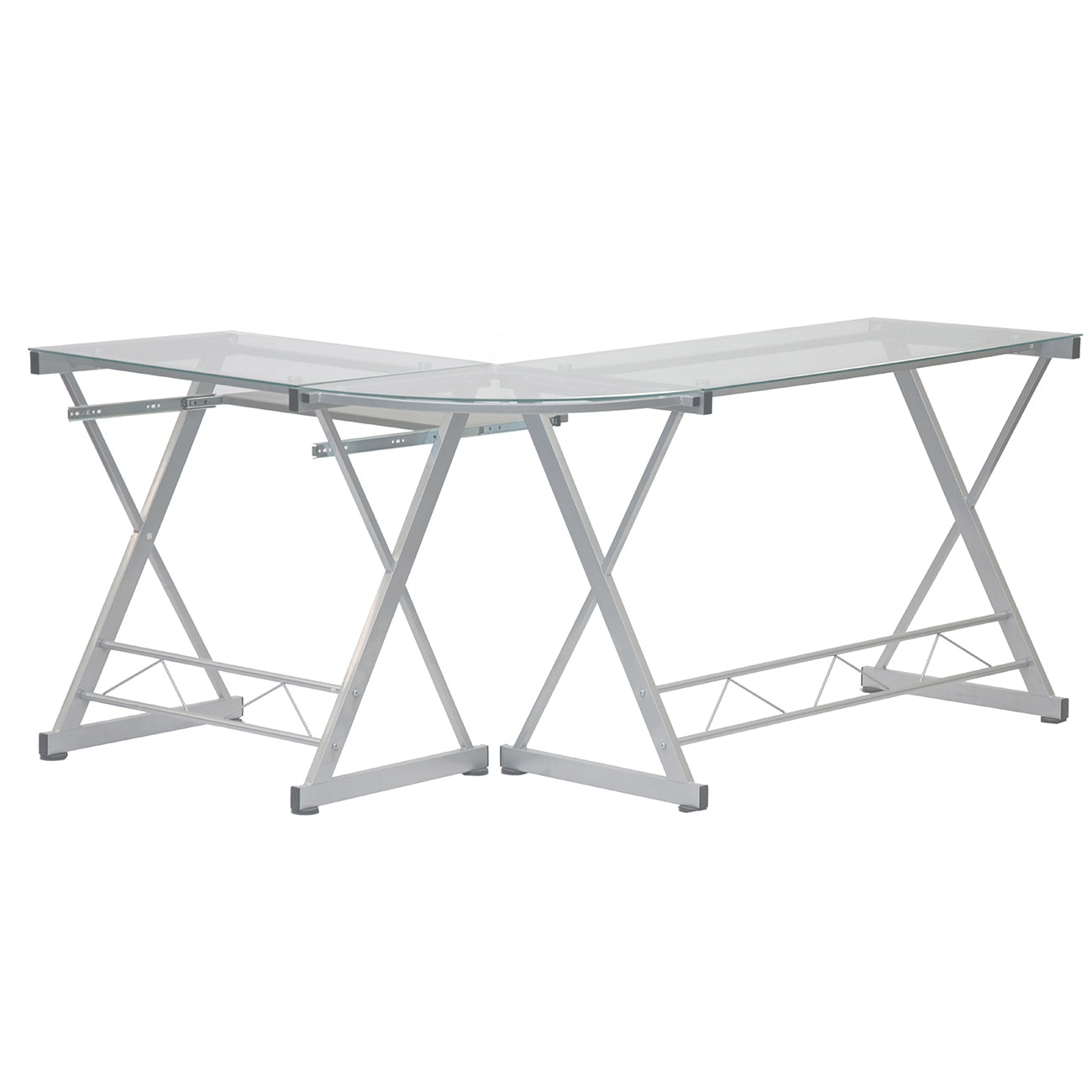 L-Shaped Tempered Glass Top Desk