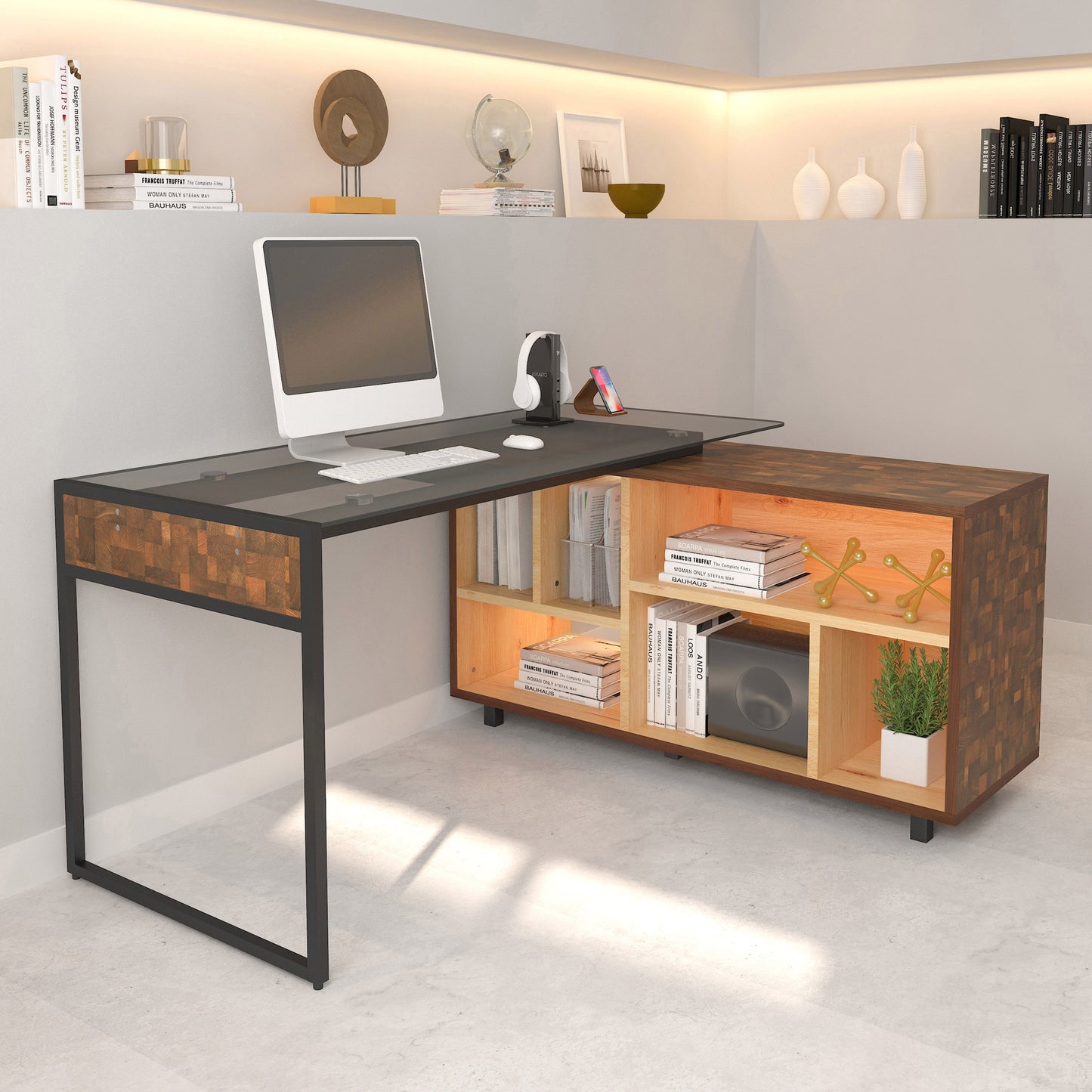 L-Shape Corner Desk, Oak