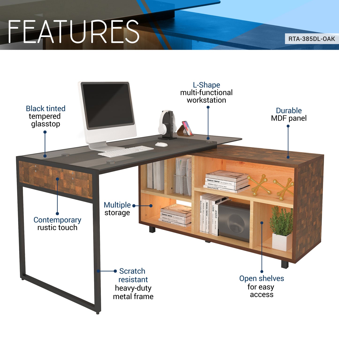 L-Shape Corner Desk, Oak