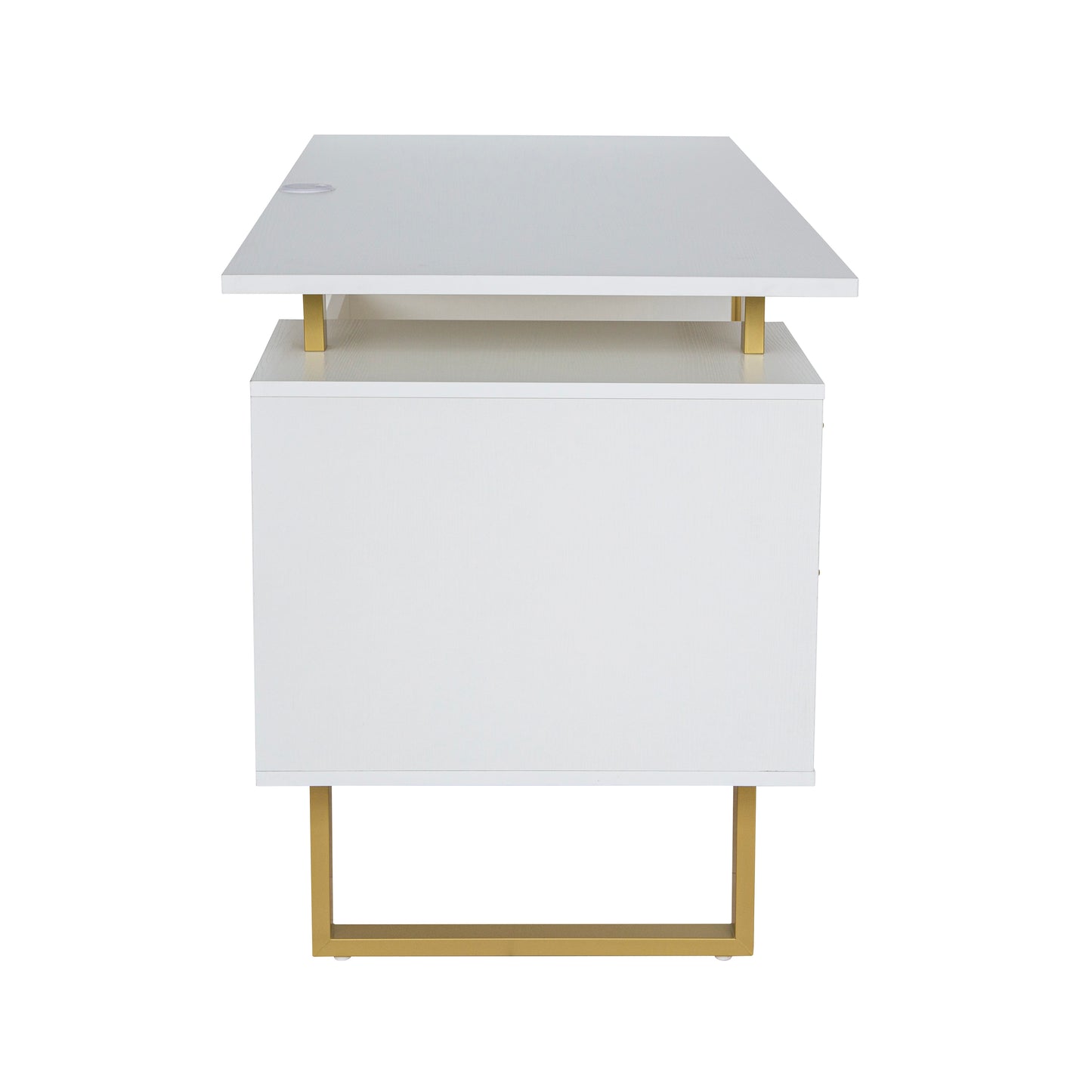 Modern Office Desk, White and Gold