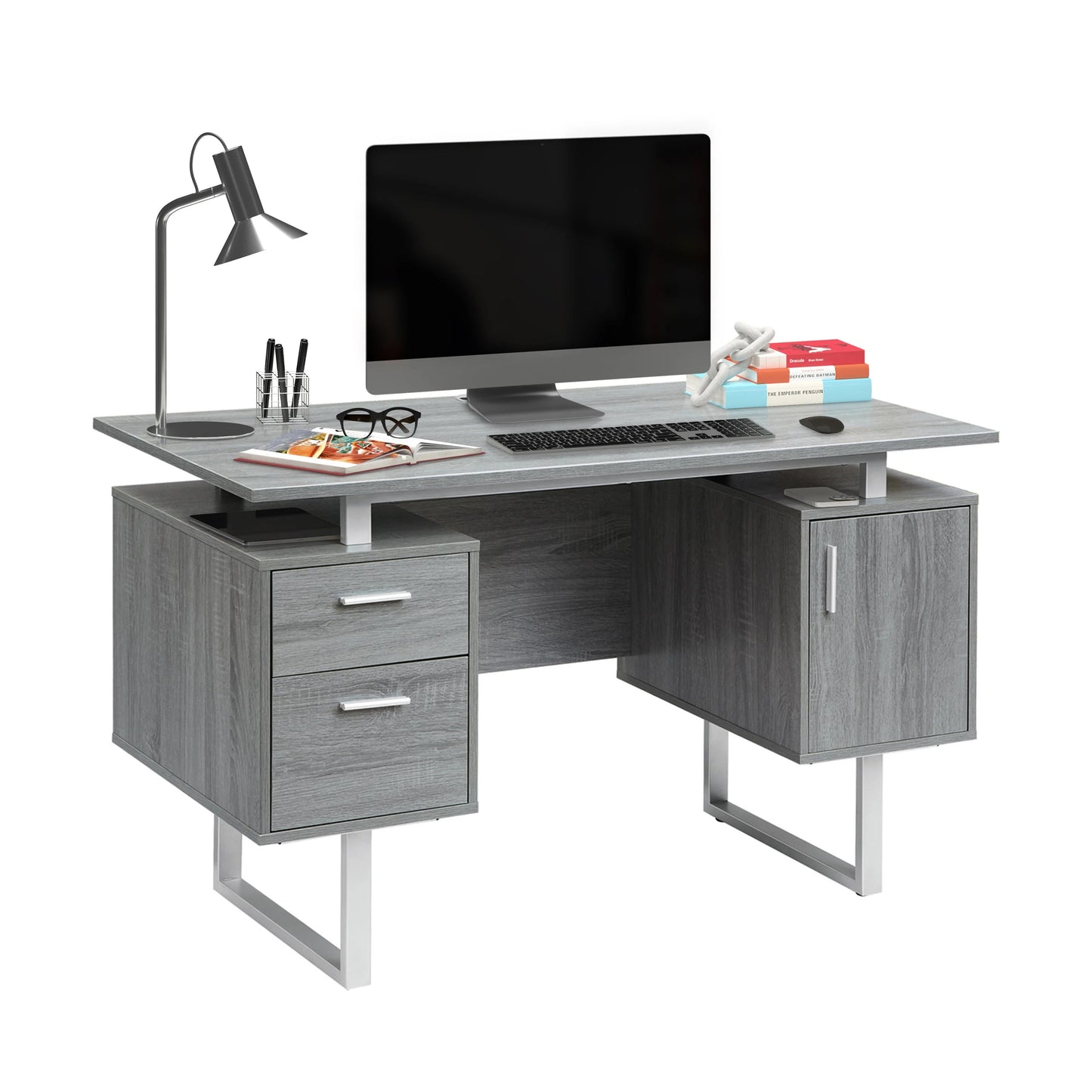 Modern Office Desk, Gray