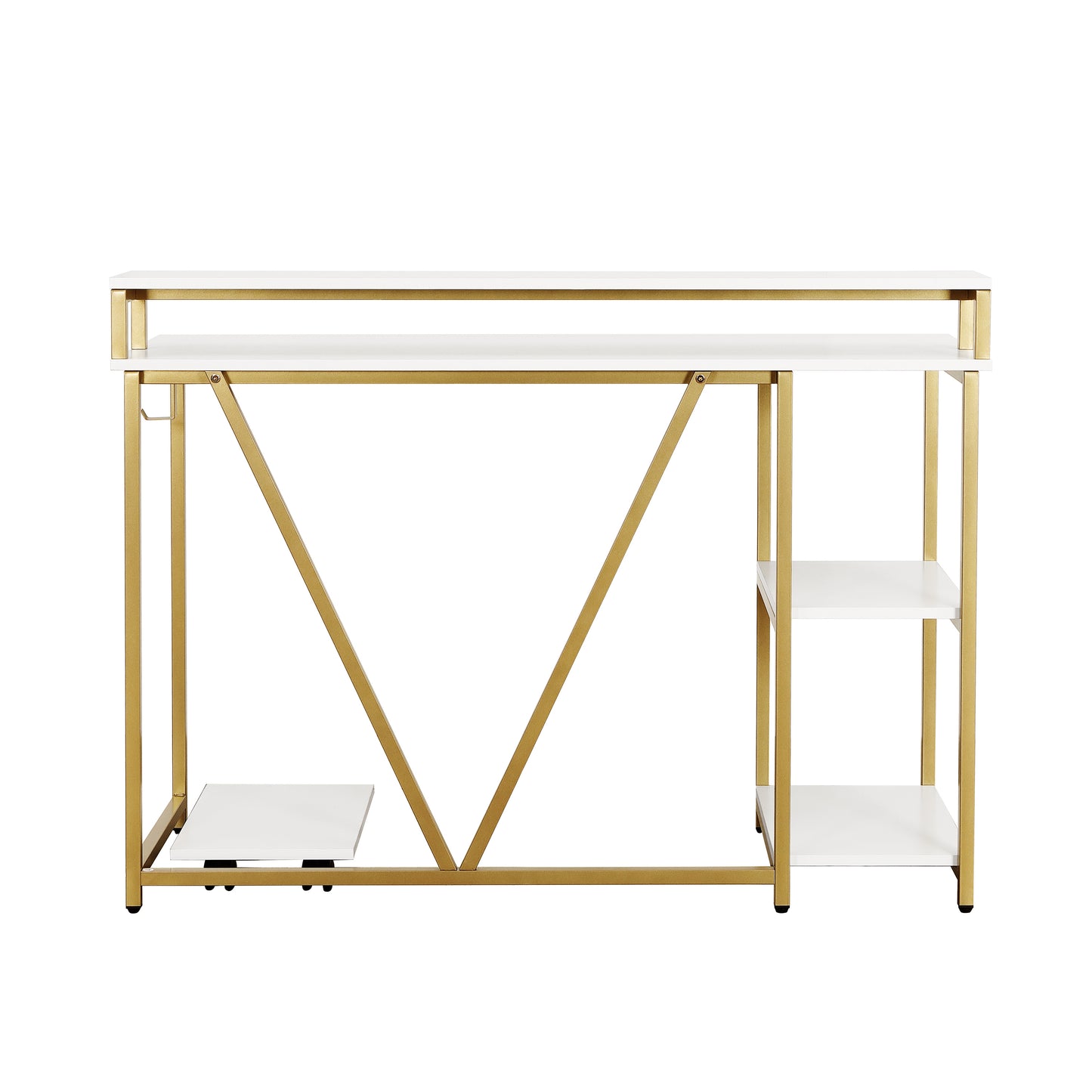 White and Gold Computer Desk