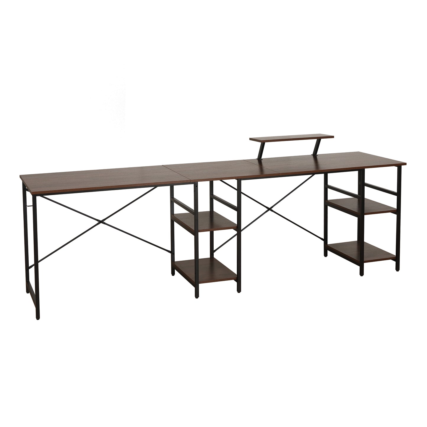 L-Shape Industrial Desk, Walnut