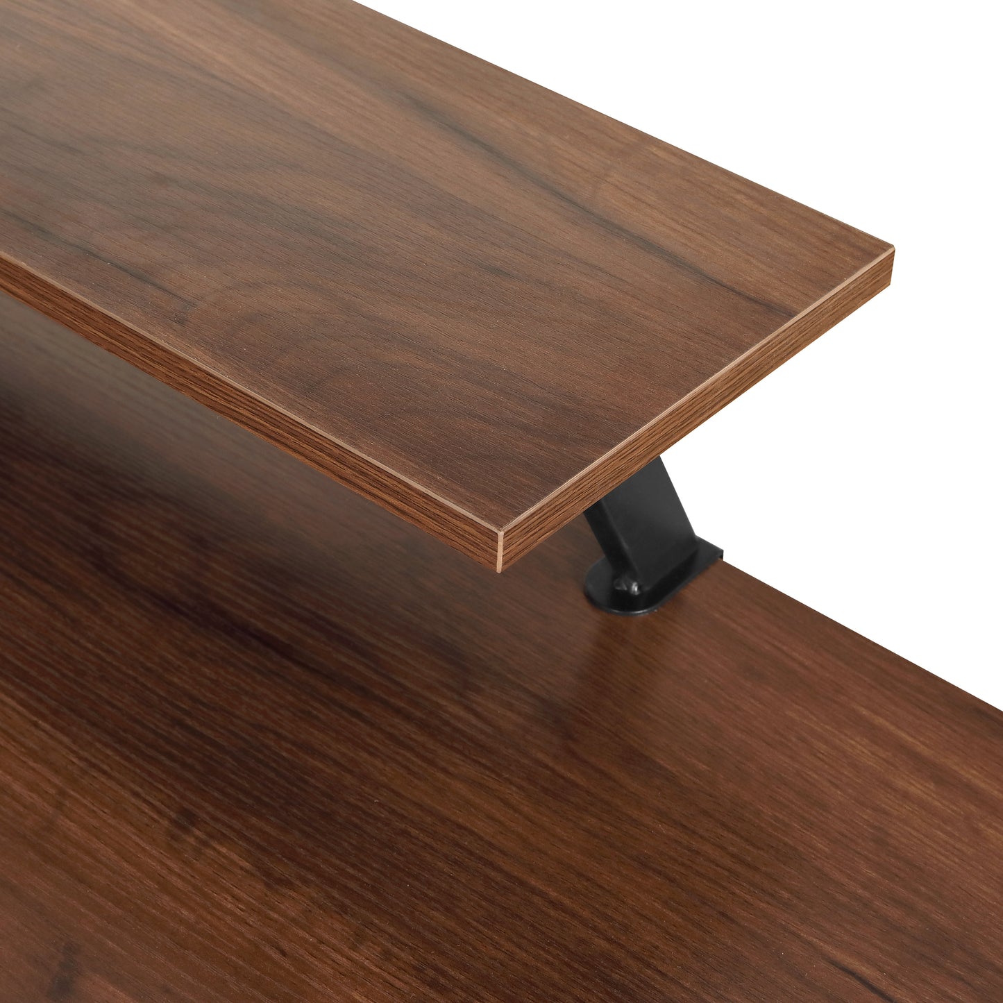 L-Shape Industrial Desk, Walnut