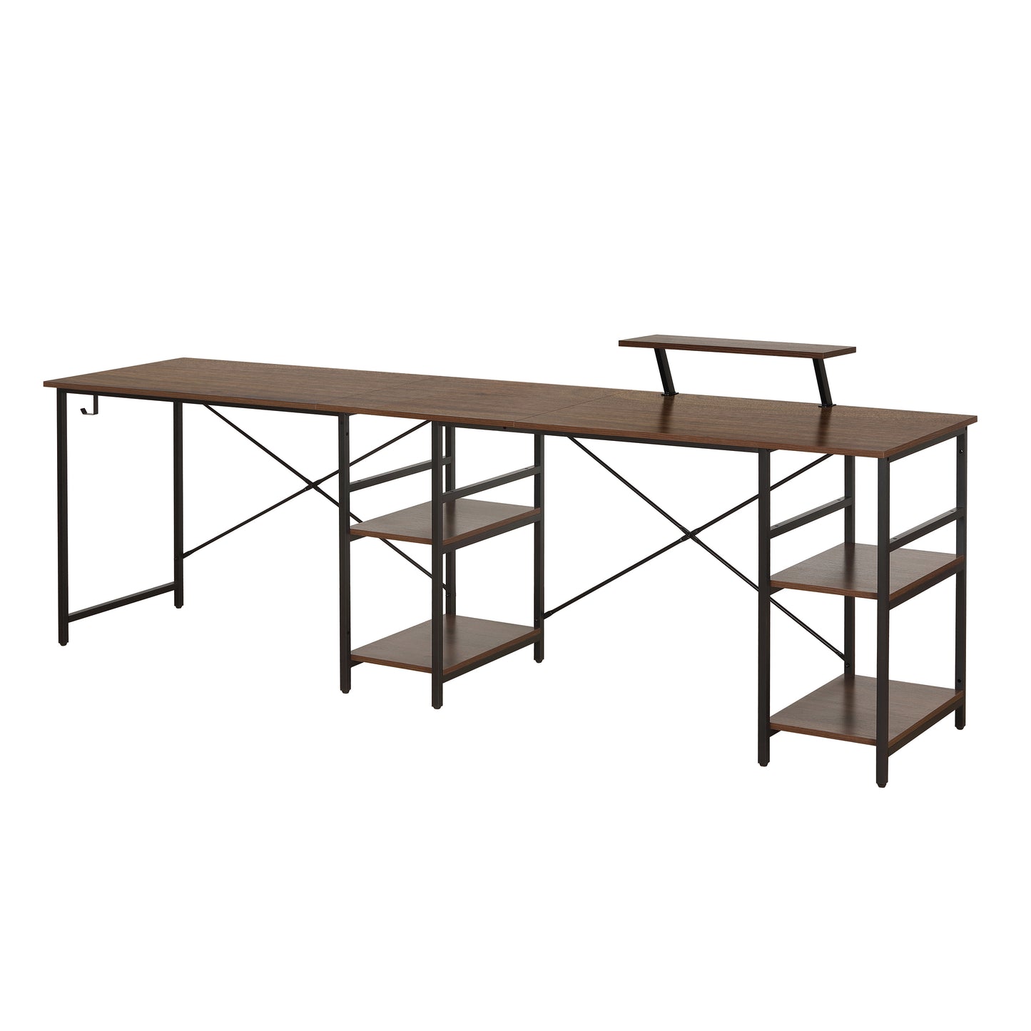 L-Shape Industrial Desk, Walnut