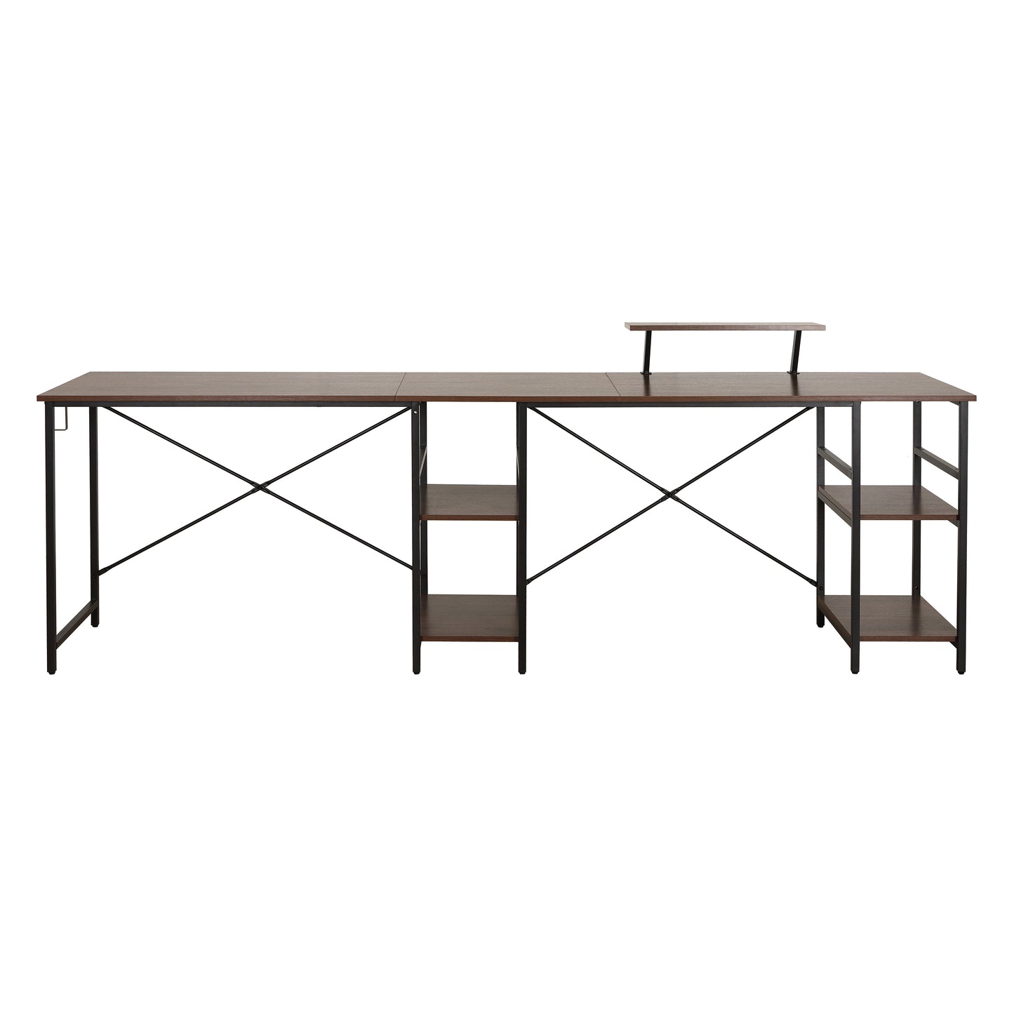 L-Shape Industrial Desk, Walnut