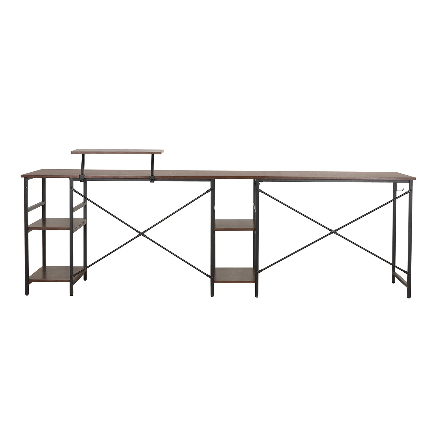 L-Shape Industrial Desk, Walnut