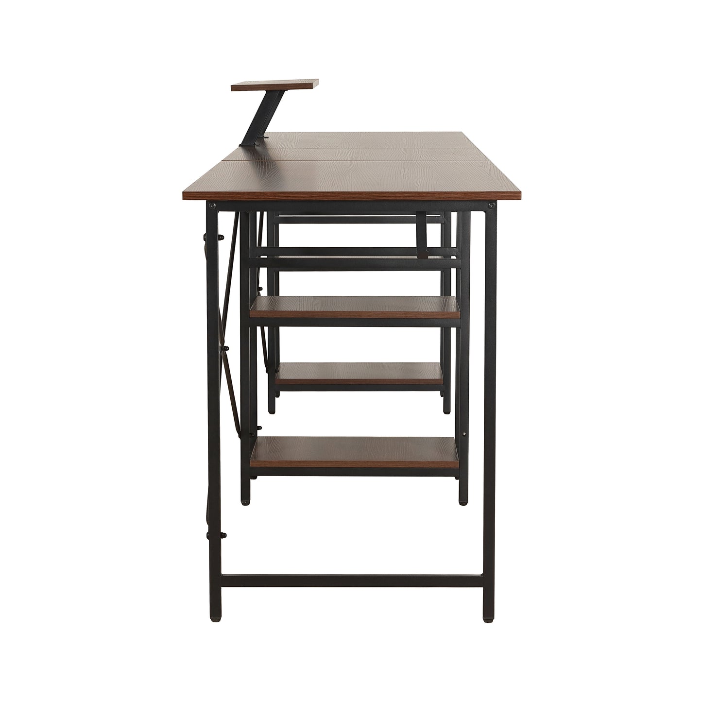 L-Shape Industrial Desk, Walnut