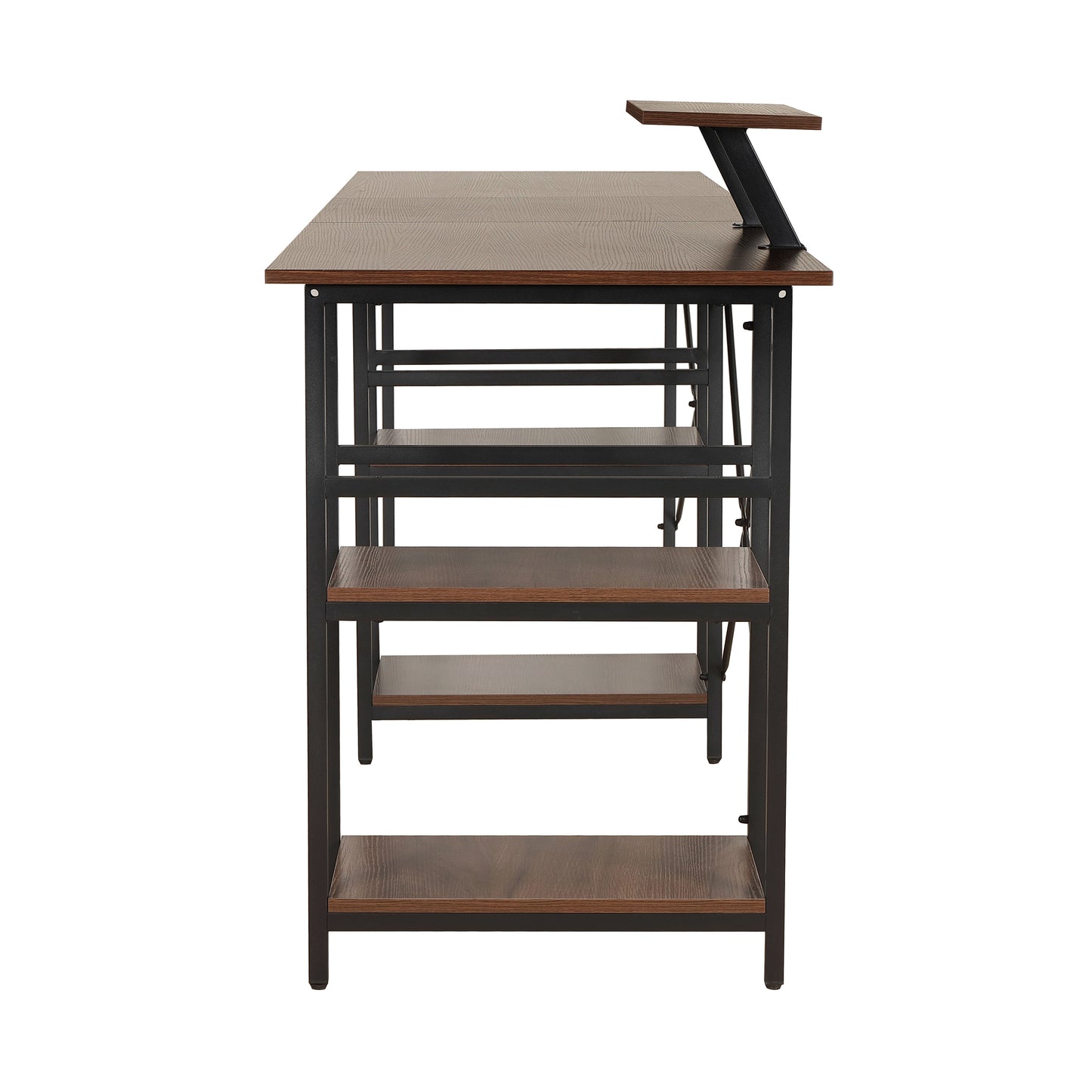 L-Shape Industrial Desk, Walnut