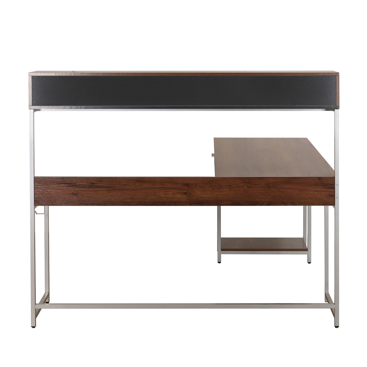 L-Shape Desk with Hutch and Storage, Walnut