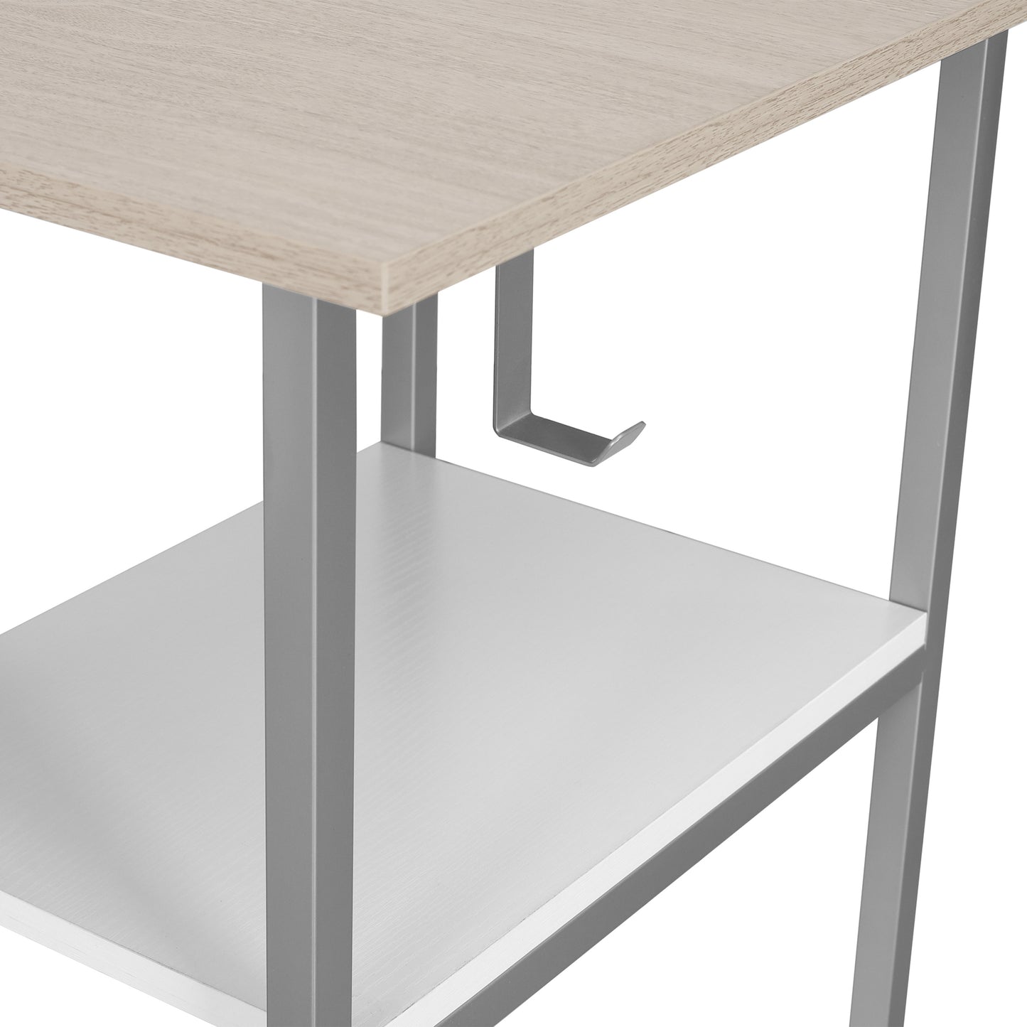 L-Shape Home Office Two-Tone Desk with Storage, Sand