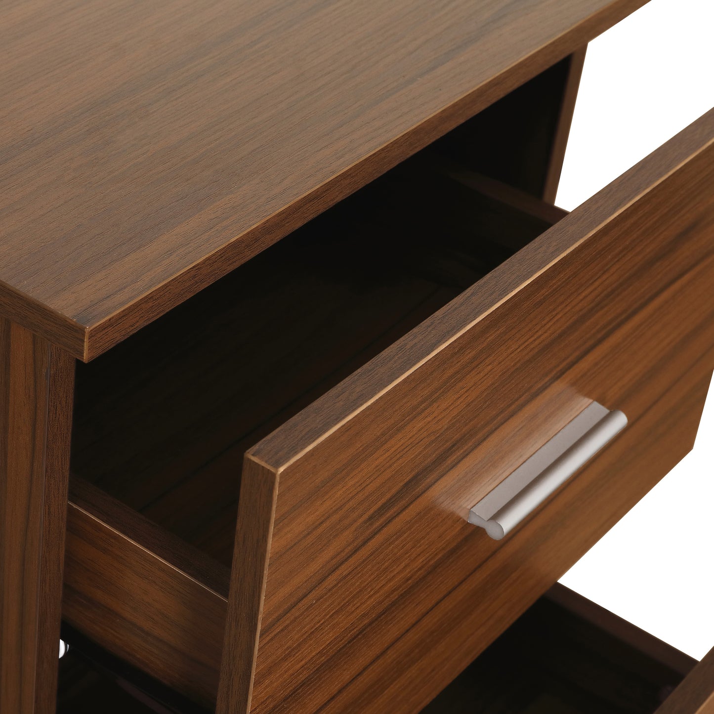 L-Shape Home Office Two-Tone Desk with Storage, Walnut