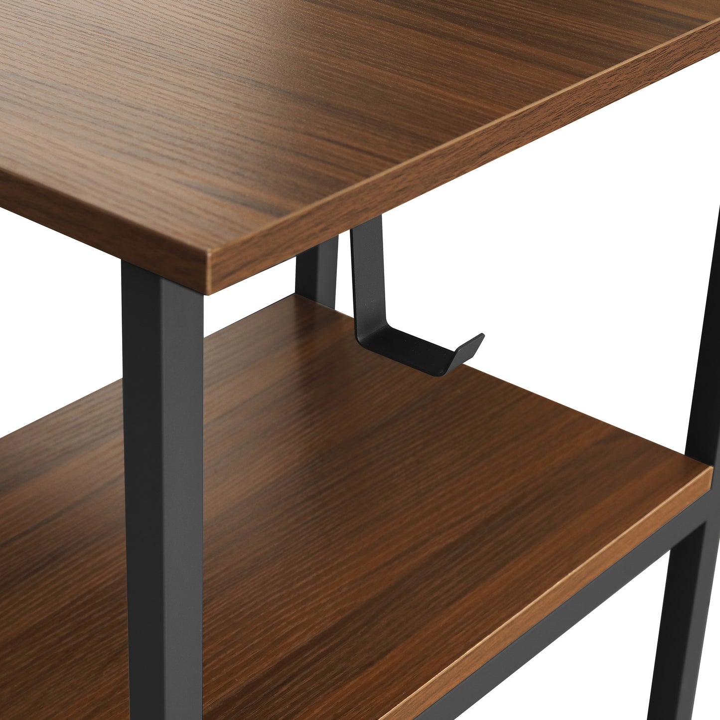 L-Shape Home Office Two-Tone Desk with Storage, Walnut