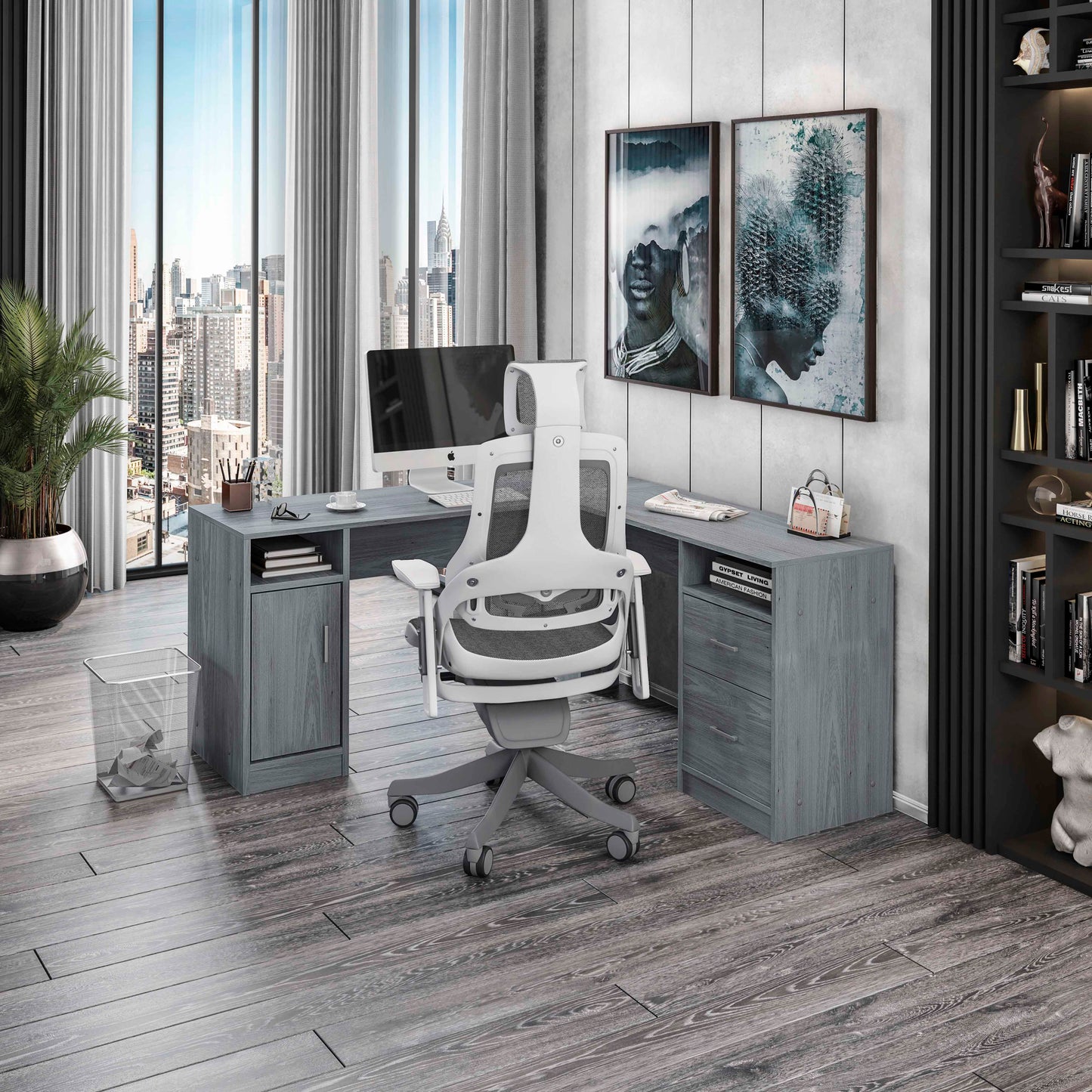 Large Gray Workstation