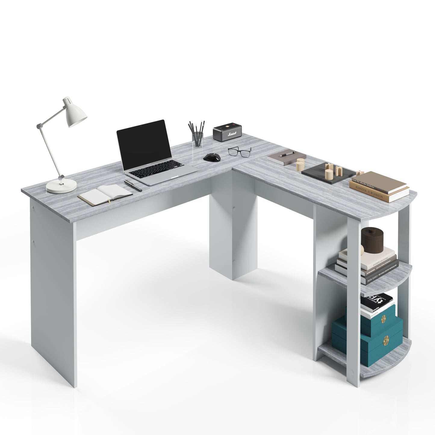 Large Gray and White Workstation