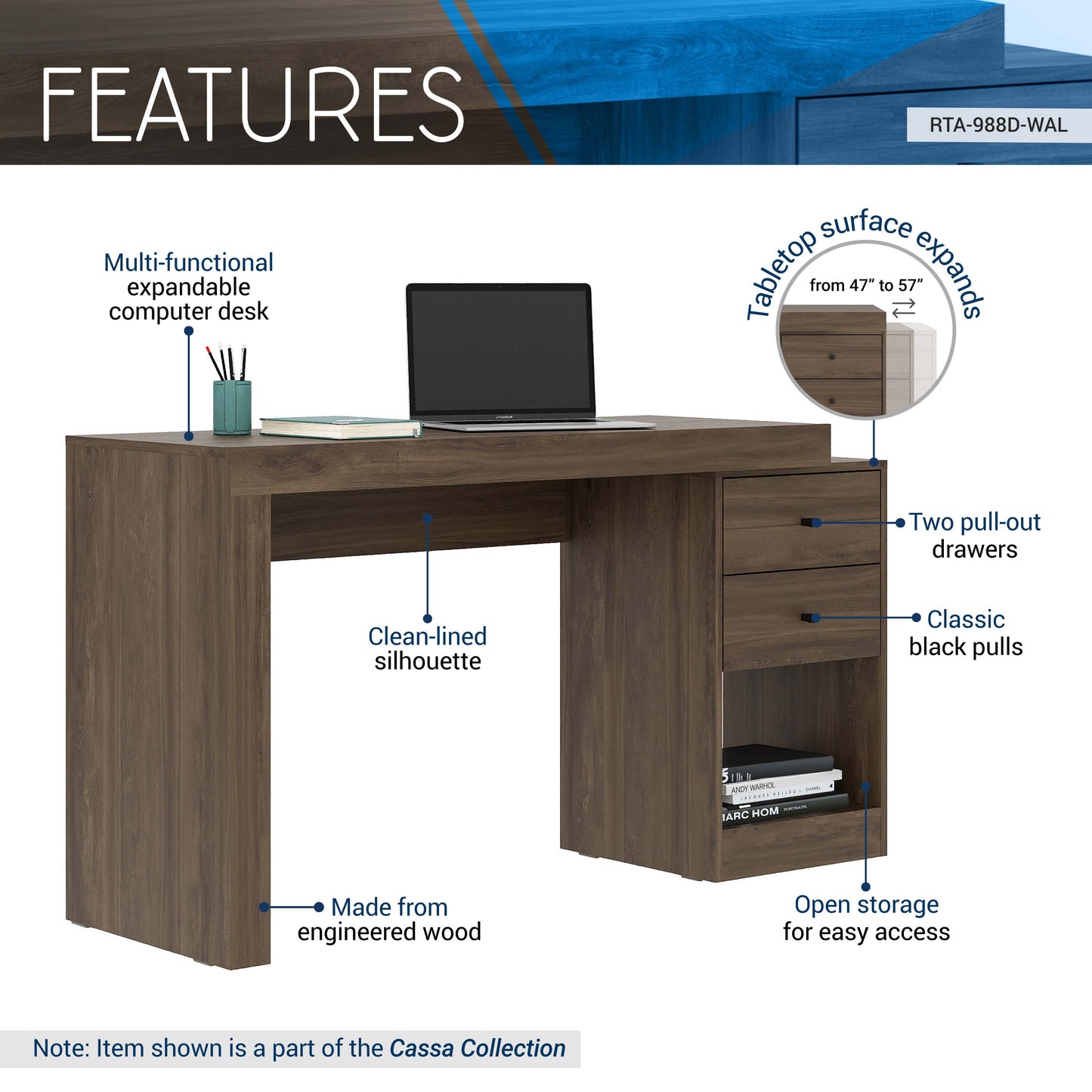 Walnut Expandable Office Desk