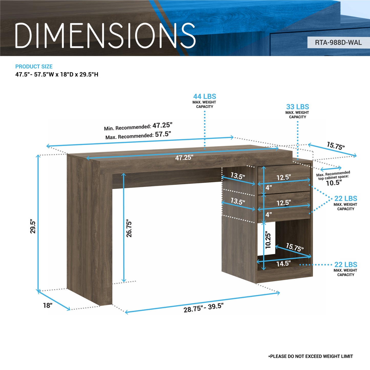Walnut Expandable Office Desk