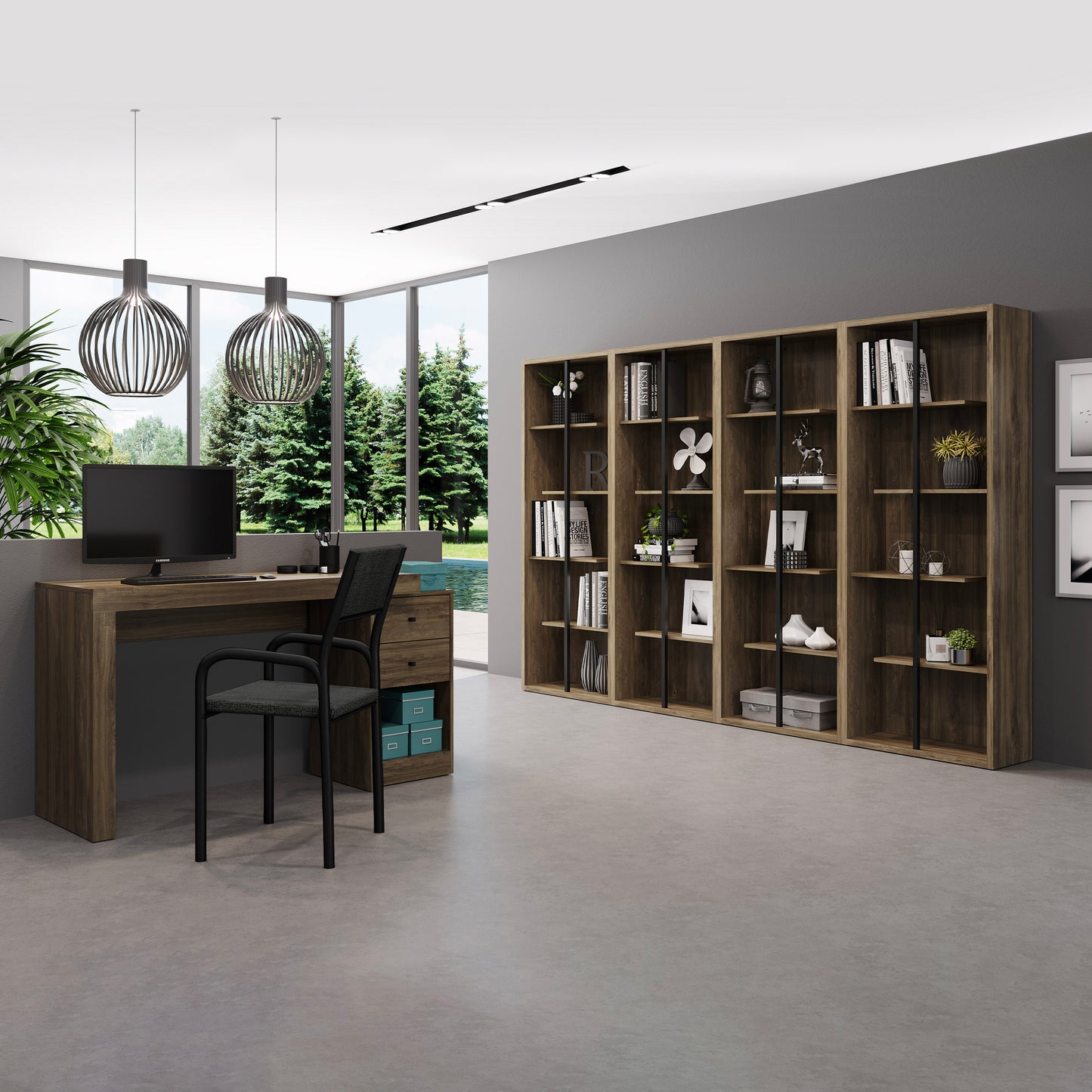 Walnut Expandable Office Desk