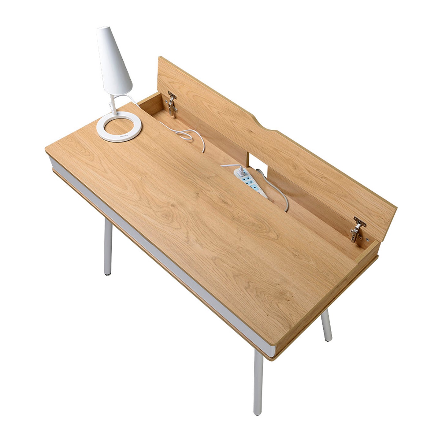 Modern Multi Storage Computer Desk with Storage, Pine