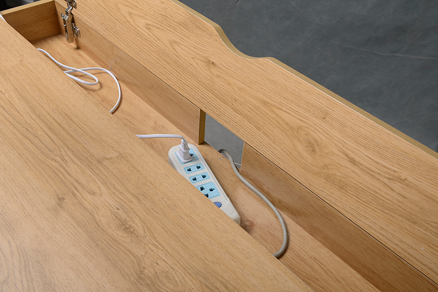 Modern Multi Storage Computer Desk with Storage, Pine