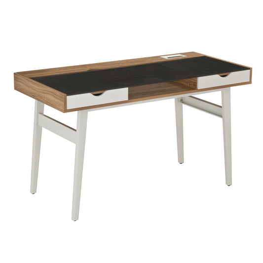 Compact Computer Desk with Multiple Storage, Walnut