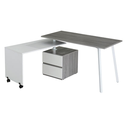 Rotating Multi-Positional Modern Desk, Gray