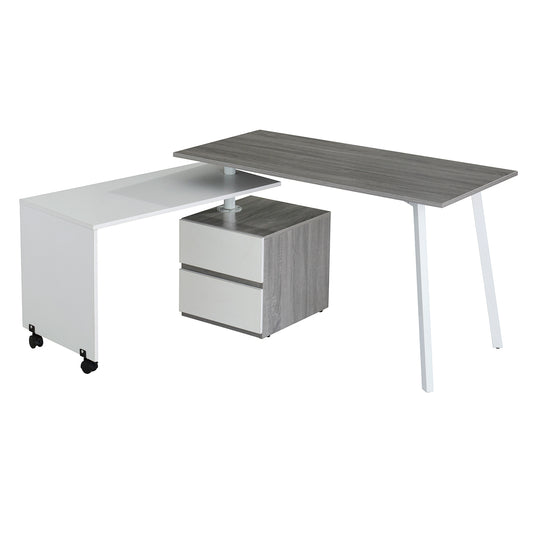Rotating Multi-Positional Modern Desk, Gray