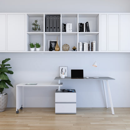 Rotating Multi-Positional Modern Desk, Gray