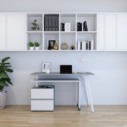 Rotating Multi-Positional Modern Desk, Gray