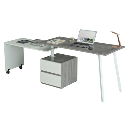 Rotating Multi-Positional Modern Desk, Gray
