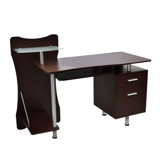 Stylish Computer Desk with Storage, Chocolate