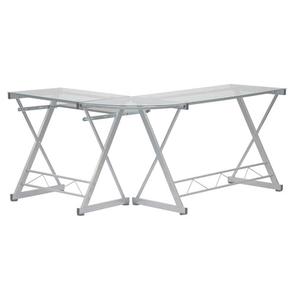 L-Shaped Tempered Glass Top Desk
