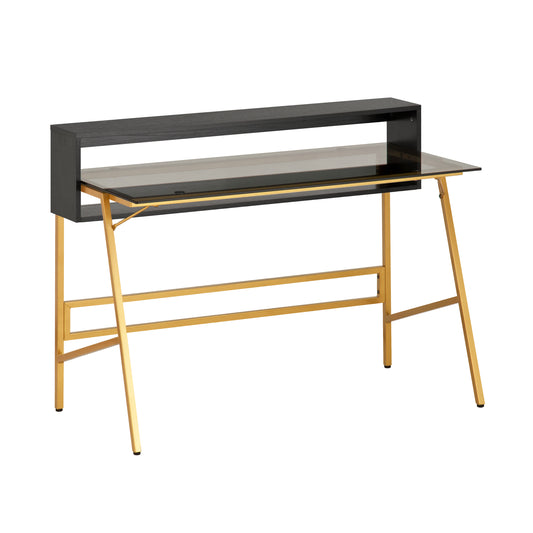 Home Office Writing Desk with riser, Gold