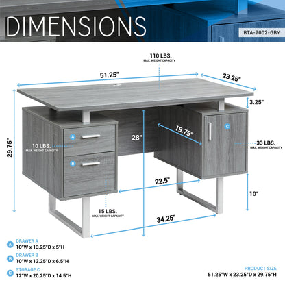 Modern Office Desk, Gray