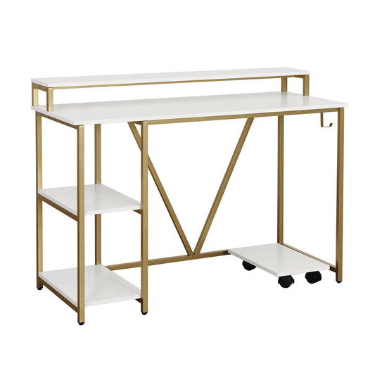 White and Gold Computer Desk