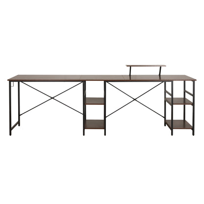 L-Shape Industrial Desk, Walnut